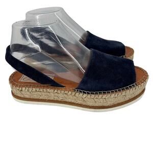 Gaimo Espadrille Platform Sandals Size EU 37 Navy Blue Leather Handmade in Spain